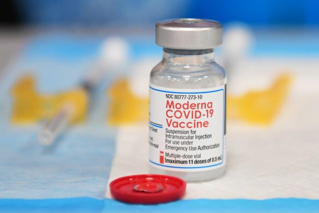 The Moderna Covid-19 vaccine awaits use at a clinic in Los Angeles, California