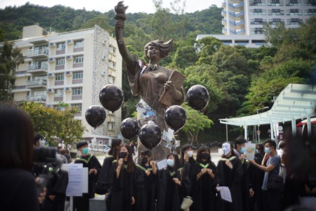 The "Goddess of Democracy" had become a potent symbol of Hong Kong's local democracy movem