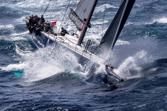 Black Jack competing at the start of the Sydney to Hobart yacht race