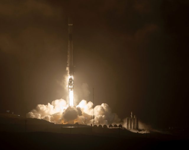 In this handout image courtesy of NASA released on November 23, 2021, the SpaceX Falcon 9