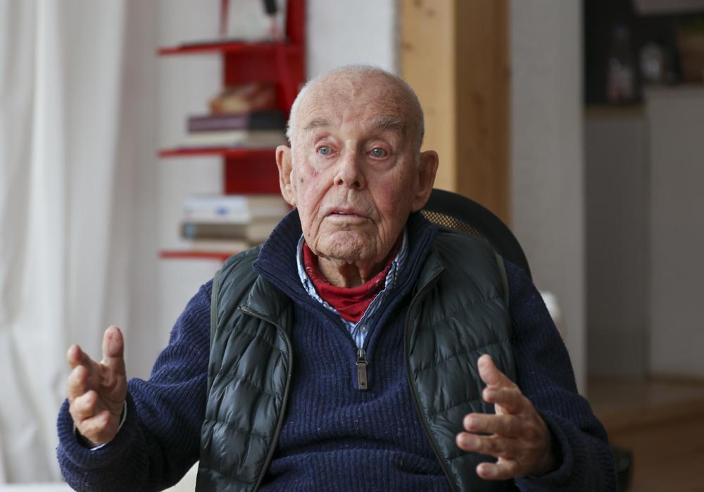 The 93-year-old Polish citizen Andrzej Sitkowski, who was named "Righteous Among the Nations" by Yad Vashem in 1995 talks to the Associated Press during an interview in Durach, Tuesday, Jan. 18, 2022 Andrzej Sitkowski was 15 years old when his mother told him that she had been asked by a neighbour to hide a little Jewish girl from the Nazis at their home. This year, as the world commemorates the 77th anniversary of the liberation of the German Nazi Auschwitz concentration and extermination camp on January 27, 1945, Yad Vashem and the Conference on Jewish Material Claims against Germany have teamed up to highlight the stories of "Righteous Rescuers" the people who risked everything, even their own lives, to save Jews from getting murdered by the Nazis and their henchmen. (AP Photo/Alexandra Beier)