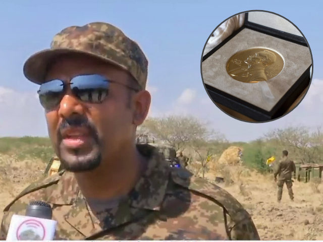 In this image made from undated subtitled video released by the prime minister of Ethiopia, Abiy Ahmed is seen dressed in military uniform speaking to a television camera at an unidentified location in Ethiopia. A state-affiliated broadcaster and the prime minister's Twitter account on Friday, Nov. 26, 2021 showed video …