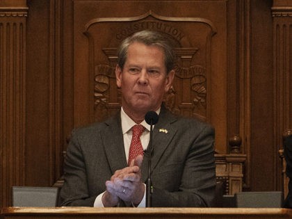 Georgia Gov. Brian Kemp speaks during the State of the State on Thursday, Jan. 13, 2022, in Atlanta. (AP Photo/Brynn Anderson)