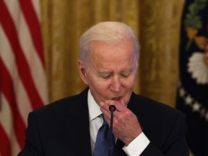 WASHINGTON, DC - JANUARY 24: U.S. President Joe Biden speaks during a meeting with the White House Competition Council in the East Room of the White House January 24, 2022, in Washington, DC. Biden discussed efforts to lower prices for Americans laid out in his July 2021 executive order on …