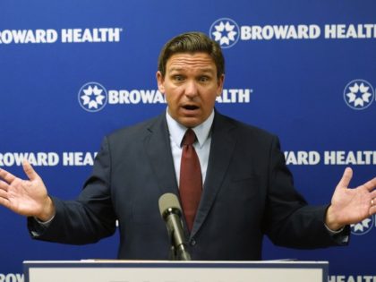 FILE - Florida Gov. Ron DeSantis speaks at a news conference, Thursday, Sept. 16, 2021, at the Broward Health Medical Center in Fort Lauderdale, Fla. President Joe Biden’s plan to require vaccinations at all private workplaces of 100 workers or more has already hit a wall of opposition from Republican …