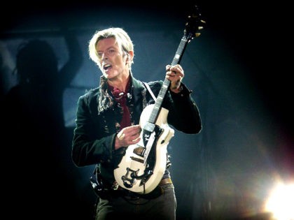 Rock legend David Bowie performs on stage at the Forum in Copenhagen late 07 October 2003.