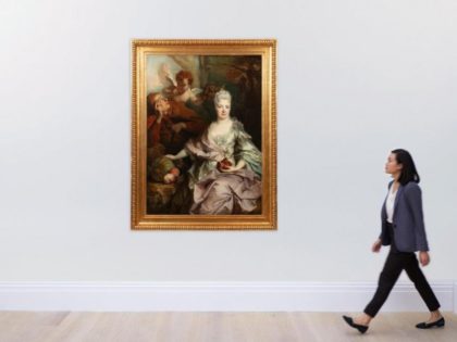 Nicolas de Largilliere's "Portrait of a Lady as Pomona" is up for auction at Sotheby's in New York City on Thursday, after the family of Jewish collector Jules Strauss reclaimed the piece that was stolen and sold by Nazis during World War II. Photo courtesy Sotheby's