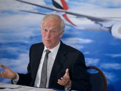 Sir Tim Clark, President of Emirates Airline, speaks during a press conference at the National Press Club June 30, 2015 in Washington, DC. Clark addressed accusations by Delta Airlines, United Airlines and American Airlines that Emirates Airline is subsidized by the UAE government. AFP PHOTO/BRENDAN SMIALOWSKI (Photo by Brendan SMIALOWSKI …