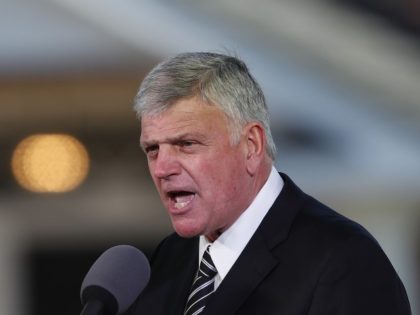 FILE - In this March 2, 2018 file photo, Pastor Franklin Graham speaks during a funeral se