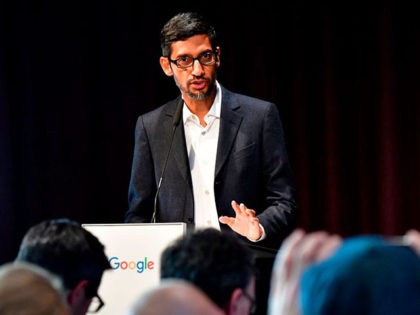 Google CEO Sundar Pichai speaks during the opening day of a new Berlin office of US intern