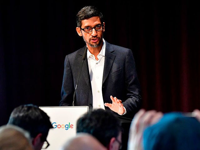 Google CEO Sundar Pichai speaks during the opening day of a new Berlin office of US internet search giant Google in Berlin on January 22, 2019. (Photo by Tobias SCHWARZ / AFP) (Photo credit should read TOBIAS SCHWARZ/AFP via Getty Images)