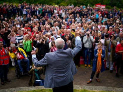 BOOTLE, MERSEYSIDE - MAY 18: Labour party leader Jeremy Corbyn addresses a European Parlia