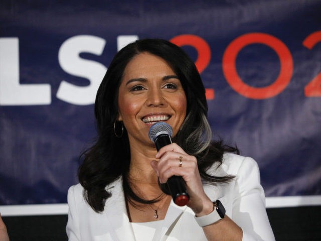 DETROIT, MI - MARCH 03: Democratic presidential candidate U.S. Representative Tulsi Gabbard (D-HI) holds a Town Hall meeting on Super Tuesday Primary night on March 3, 2020 in Detroit, Michigan. Gabbard, the first Samoan American and first Hindu elected to Congress, is one of two women left in the Democratic …