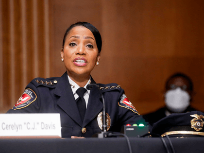 Chief Cerelyn Davis, president of the National Organization of Black Law Enforcement Executives and chief of police of the Durham (NC) Police Department, testifies during a Senate Judiciary Committee hearing to examine issues involving race and policing practices in the aftermath of the death in Minneapolis police custody of George …