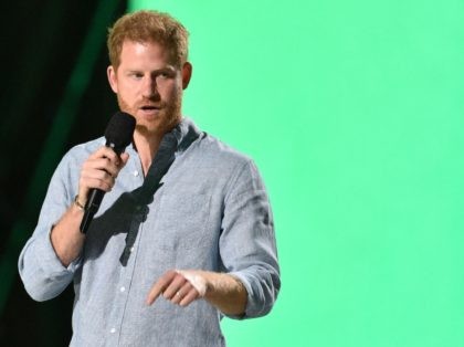 Co-Chair Britain's Prince Harry, Duke of Sussex, speaks onstage during the taping of the "Vax Live" fundraising concert at SoFi Stadium in Inglewood, California, on May 2, 2021. - The fundraising concert "Vax Live: The Concert To Reunite The World", put on by international advocacy organization Global Citizen, is pushing …