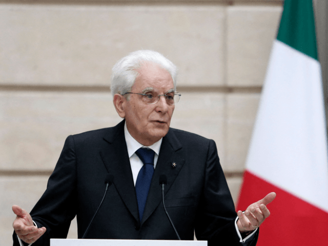 Italian President Sergio Mattarella speaks durina a joint press conference with French President after their meeting at the Elysee presidential Palace in Paris on July 5, 2021. (Photo by Lewis Joly / POOL / AFP) (Photo by LEWIS JOLY/POOL/AFP via Getty Images)