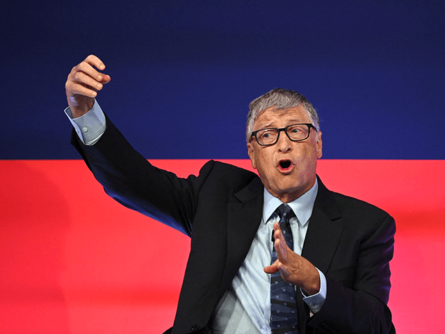 Microsoft founder-turned-philanthropist Bill Gates delivers a speech during the Global Investment Summit at the Science Museum in London on October 19, 2021. (Photo by Leon Neal / POOL / AFP) (Photo by LEON NEAL/POOL/AFP via Getty Images)