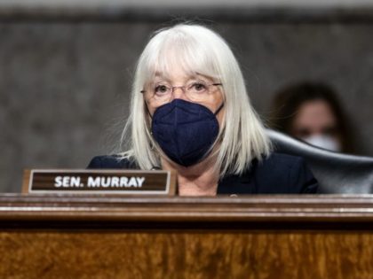 WASHINGTON, DC - JANUARY 11: Sen. Patty Murray (D-WA) makes an opening statement before a Senate Health, Education, Labor, and Pensions Committee hearing on Capitol Hill on January 11, 2022 in Washington, D.C. The committee will hear testimony about the federal response to COVID-19 and new, emerging variants. (Photo by …