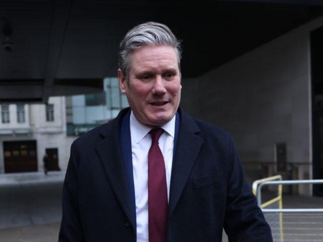 5LONDON, ENGLAND - JANUARY 16: Labour Party leader Keir Starmer takes his departure following his appearance on Sunday Morning at the BBC Broadcasting House on January 16, 2022 in London, England. Sophie Raworth, the veteran BBC journalist, is serving as the interim host of the Sunday morning political programme after …