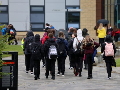 KELSO, SCOTLAND - AUGUST 11: Pupils return to Kelso High School for the first time since the start of the coronavirus lockdown nearly five months ago on August 11, 2020 in Kelso, Scotland. Schools in the Borders and Shetland will be first to reopen with most local authorities following on …