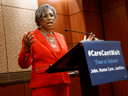Rep. Brenda Lawrence (D-MI) speaks at a welcome back Congress rally calling for urgent focus and that it’s Time To Deliver Home Care as part of Build Back Better Act at the U.S. Capitol Building on September 23, 2021 in Washington, DC. (Photo by Paul Morigi/Getty Images for Unbendable Media)