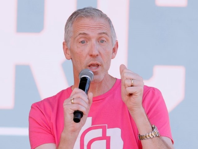 President & CEO at Planned Parenthood of Greater Texas, Inc. Ken Lambrecht speaks at Women's March Action: March 4 Reproductive Rights at Pershing Square on October 02, 2021 in Los Angeles, California. (Photo by Amy Sussman/Getty Images)