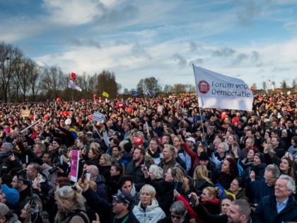 AMSTERDAM, NETHERLANDS - JANUARY 02: A prohibited demonstration marched from Museumplein to Westerpark where the extreme right party Forum for Democracy planned a campaign to protest against the covid-19 meaures on January 2, 2022 in Amsterdam, Netherlands. Organisers of a demonstration against Dutch Covid measures called for the event to …
