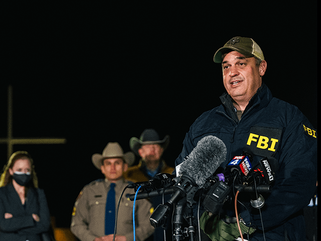 FBI Special Agent In Charge Matthew DeSarno speaks at a news conference near the Congregat
