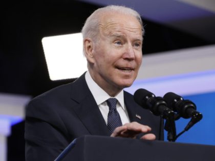 WASHINGTON, DC - JANUARY 21: U.S. President Joe Biden delivers remarks after Intel CEO Patrick Gelsinger announced that his company will spend $20 billion to build what he says will be the world's biggest chipmaking hub in Ohio in the South Court Auditorium of the Eisenhower Executive Office Building on …