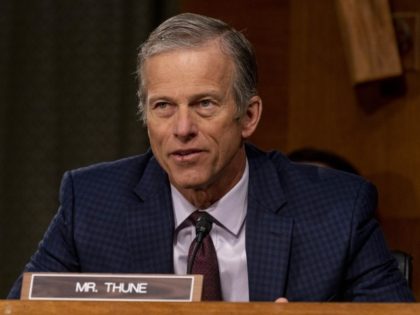 Sen. John Thune (R-SD) speaks during a Senate Finance Committee hearing to examine the expected nomination of Janet Yellen to be Secretary of the Treasury on January 19, 2021, on Capitol Hill in Washington, DC.