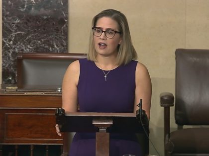 In this image from Senate Television, Sen. Kyrsten Sinema, D-Ariz., speaks on the floor of the U.S. Senate on Thursday, Jan. 13, 2022. President Joe Biden is set to meet privately with Senate Democrats at the Capitol, a visit intended to deliver a jolt to the party’s long-stalled voting and …