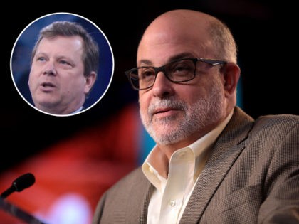 Mark Levin with inset of Peter Schweizer, author of "Red-Handed"