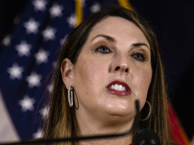 WASHINGTON, DC - NOVEMBER 09: RNC Chairwoman Ronna McDaniel speaks during a press conference at the Republican National Committee headquarters on November 9, 2020 in Washington, DC. The Trump administration and campaign continue to claim that there may have been widespread voter fraud in the 2020 presidential election.