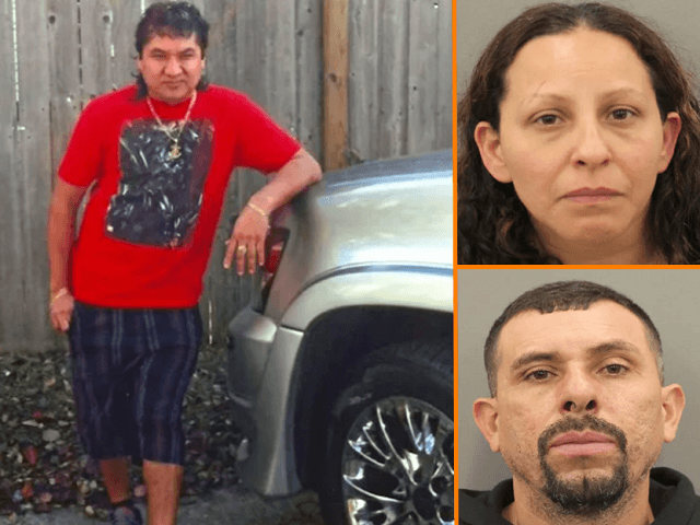 Oscar Rosales (L) is suspected in the murder of Harris County Constable Pct 5 Corporal Charles Galloway. Reina Azucena Pereira Marquez (top) and Henri Mauricio Pereira Marquez (bottom) are accused of tampering with evidence in connection to the vehicle used in the shooting. (Houston Police Department)