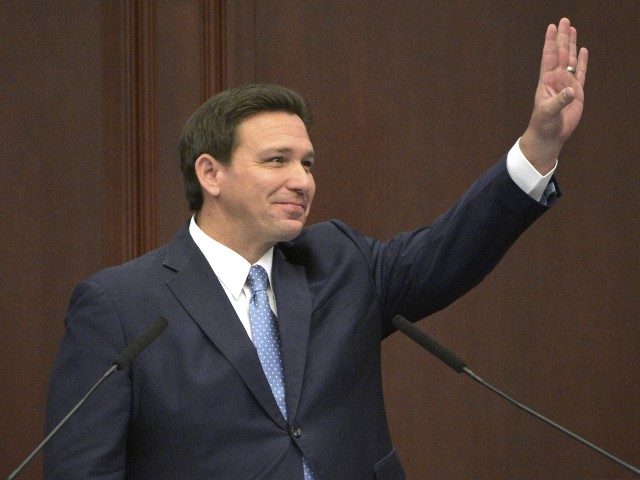 Florida Gov. Ron DeSantis addresses a joint session of a legislative session, Tuesday, Jan. 11, 2022, in Tallahassee, Florida.