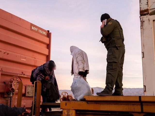 El Centro Sector Border Patrol agents find migrants on two rail cars near the California border with Mexico. (U.S. Customs and Border Protection)