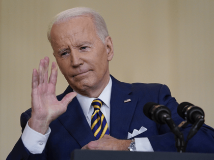 President Joe Biden gestures as he speaks during a news conference in the East Room of the White House in Washington, Wednesday, Jan. 19, 2022. (AP Photo/Susan Walsh)