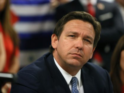 MIAMI, FLORIDA - JULY 13: Florida Gov. Ron DeSantis takes part in a roundtable discussion about the uprising in Cuba at the American Museum of the Cuba Diaspora on July 13, 2021 in Miami, Florida. Thousands of people took to the streets in Cuba on Sunday to protest against the …