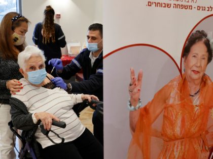A resident of a private nursing home in the Israeli central coastal city of Netanya, receives a fourth Pfizer-BioNTech vaccine against the coronavirus, from a Magen David Adom National Emergency Services volunteer on January 5, 2022. - Israel began on January 3 administering fourth Covid vaccine shots to people over …