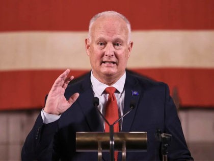 Nebraska Attorney General Doug Peterson speaks at a news conference in Lincoln, Neb., Monday, Jan. 11, 2021. Nebraska state Sen. Megan Hunt of Omaha is asking for information about Peterson's membership in an association of Republican attorneys general who sent out robocalls urged supporters of President Donald Trump to descend …