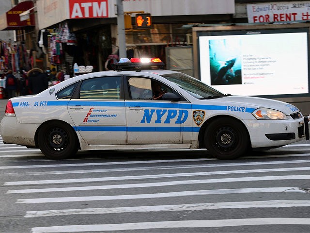 NEW YORK, NEW YORK - JANUARY 14: A police car drives through Manhattan on January 14, 2021