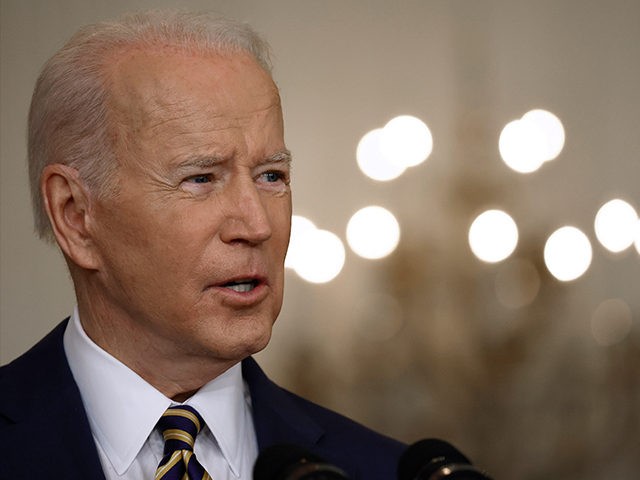 WASHINGTON, DC - JANUARY 19: U.S. President Joe Biden talks to reporters during a news conference in the East Room of the White House on January 19, 2022 in Washington, DC. With his approval rating hovering around 42 percent, Biden is approaching the end of his first year in the …