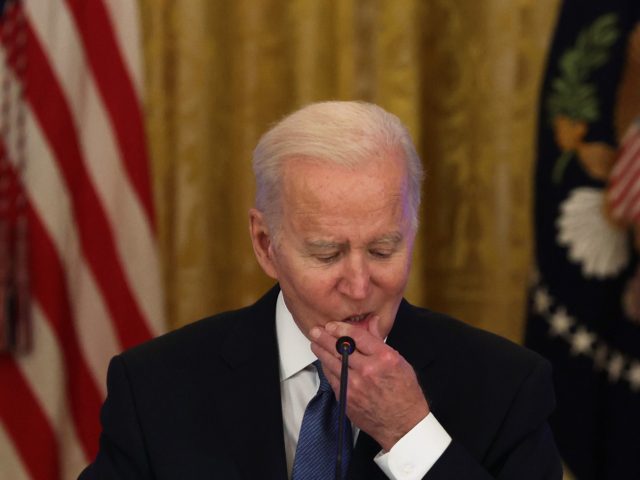 WASHINGTON, DC - JANUARY 24: U.S. President Joe Biden speaks during a meeting with the White House Competition Council in the East Room of the White House January 24, 2022 in Washington, DC. Biden discussed efforts to lower prices for Americans laid out in his July 2021 executive order on …