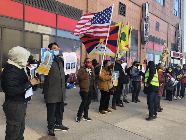 Protesters outside of NBC Studios demand network not carry 2022 Beijing Winter Olympics