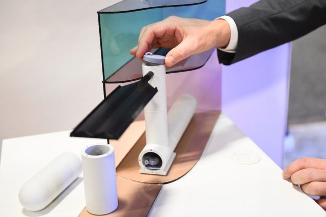 Frits Bliek, CEO of Dutch startup Ocean Grazer, explains an "ocean battery," during the Co