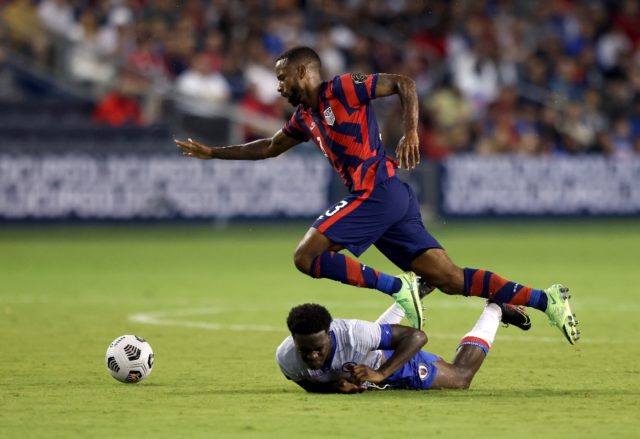 On the move: Kellyn Acosta, in action here for the US national team, is joining MLS side L