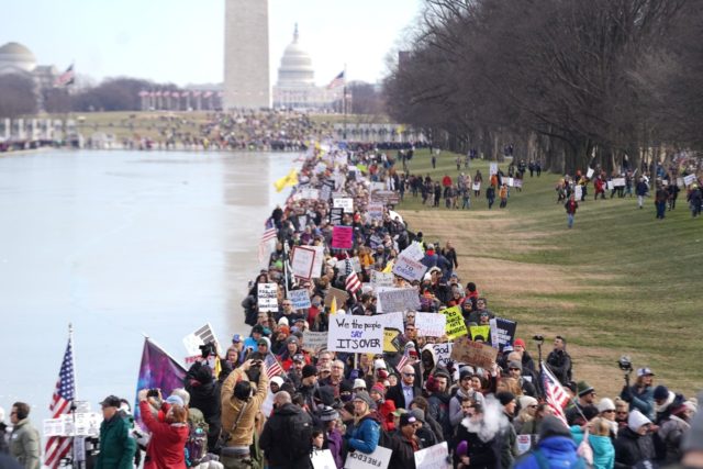 Thousands of people gathered in the center of the US capital on January 23, 2022, to protest against Covid-19 vaccine mandates