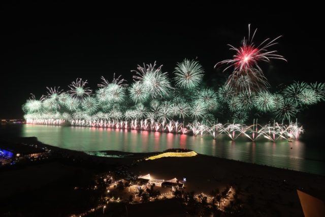 New Year's Eve fireworks over Ras al-Khaimah on January 1, 2021 -- UAE authorities have for years denied reports that the county is to lift an Arabian Gulf-wide ban on gambling