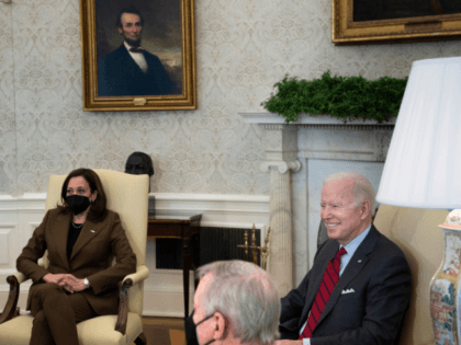 US President Joe Biden makes a statement to the press before a meeting about the upcoming vacancy in the US Supreme Court with US Vice President Kamala Harris, Senate Judiciary Committee ranking member Chuck Grassley (R-IA), and Senate Judiciary Committee chair Richard J. Durbin (D-IL) in the Oval Office of …