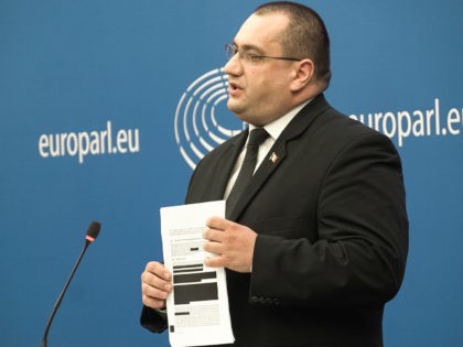 Cristian Terheș, MEP for the European Conservatives and Reformists Group at Press Conference on 16/02/2022 (Credit: Hermann Kelly)